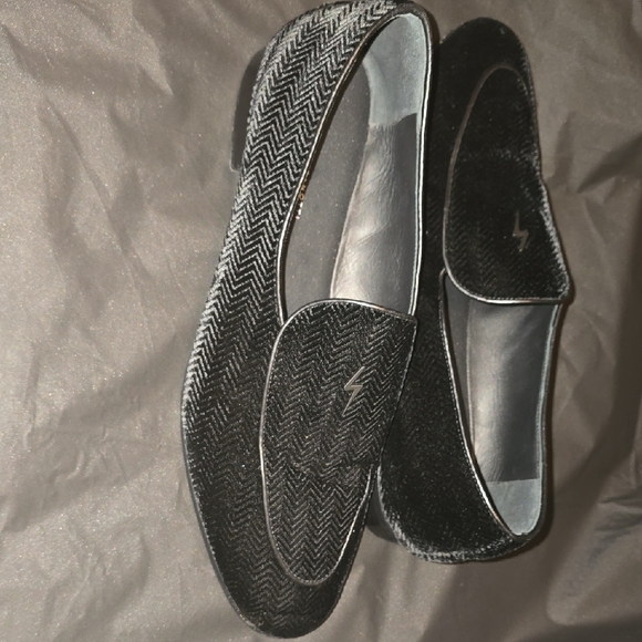Giuseppe Zanotti Black Velvet Loafers with Zigzag Pattern